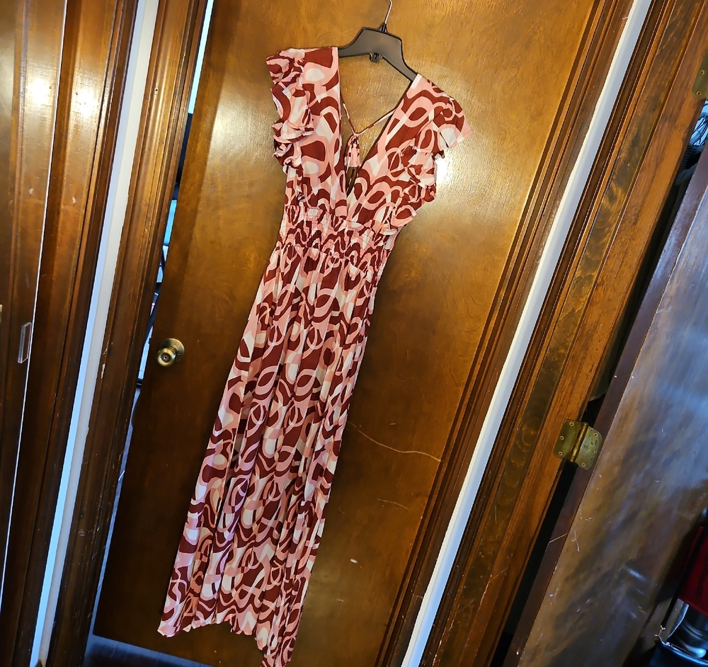 NWT Tiara Hawaii Swirl Maxi Dress in Red, Pink and White Size XS/SM